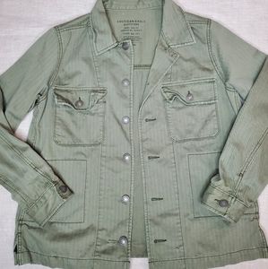 American Eagle Outfitters Distressed Green Denim Jacket, Size M